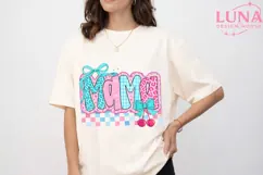 Mama Leopard Bow Coquette PNG, Pink Blue Cheetah Sublimation Product Image 5