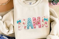 Mama Floral Applique Faux Embroidery PNG, Mothers Day PNG Product Image 3