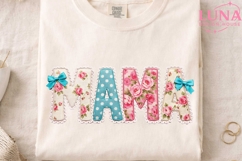 Mama Floral Applique Faux Embroidery PNG, Mothers Day PNG Product Image 4