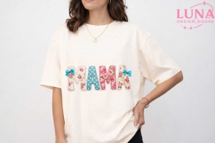 Mama Floral Applique Faux Embroidery PNG, Mothers Day PNG Product Image 5