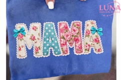 Mama Floral Applique Faux Embroidery PNG, Mothers Day PNG Product Image 6