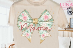 Mama Floral Bow PNG, Coquette Bow Sublimation, Mother's Day Product Image 2