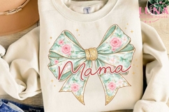 Mama Floral Bow PNG, Coquette Bow Sublimation, Mother's Day Product Image 3