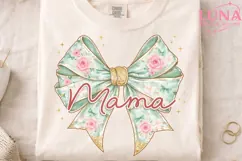 Mama Floral Bow PNG, Coquette Bow Sublimation, Mother's Day Product Image 4