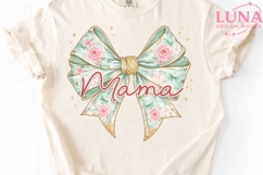 Mama Floral Bow PNG, Coquette Bow Sublimation, Mother's Day Product Image 5