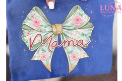 Mama Floral Bow PNG, Coquette Bow Sublimation, Mother's Day Product Image 6