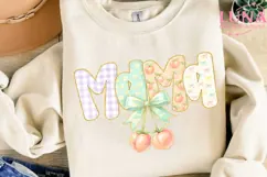 Mama Peach Bow PNG, Coquette Mama Sublimation, Mother's Day Product Image 2
