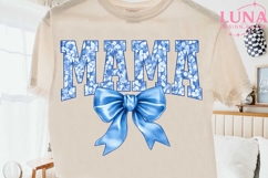 Mama Blue Floral Bow PNG, Coquette Mama PNG, Mother's Day PN Product Image 2