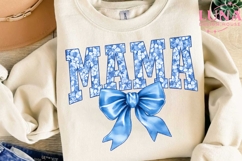 Mama Blue Floral Bow PNG, Coquette Mama PNG, Mother's Day PN Product Image 3