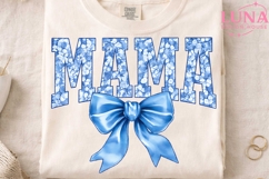 Mama Blue Floral Bow PNG, Coquette Mama PNG, Mother's Day PN Product Image 4