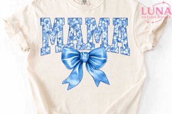 Mama Blue Floral Bow PNG, Coquette Mama PNG, Mother's Day PN Product Image 5