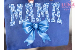 Mama Blue Floral Bow PNG, Coquette Mama PNG, Mother's Day PN Product Image 6