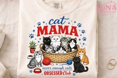Cat Mama Obsessed Club PNG, Never Enough Cats Sublimation Product Image 3
