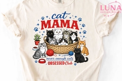 Cat Mama Obsessed Club PNG, Never Enough Cats Sublimation Product Image 4