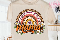 Mama Rainbow Leopard PNG, Boho Mom Sublimation, Daisy Mama P Product Image 1
