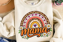 Mama Rainbow Leopard PNG, Boho Mom Sublimation, Daisy Mama P Product Image 2