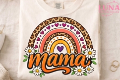 Mama Rainbow Leopard PNG, Boho Mom Sublimation, Daisy Mama P Product Image 3