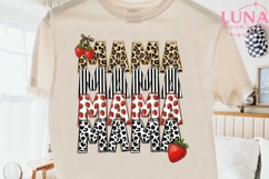 Mama Strawberry Leopard PNG, Stacked Mama Sublimation Design Product Image 2