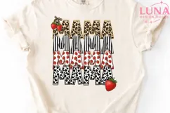 Mama Strawberry Leopard PNG, Stacked Mama Sublimation Design Product Image 5