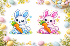 Cute Easter Bunny With Carrot PNG Sublimation Clipart Product Image 4