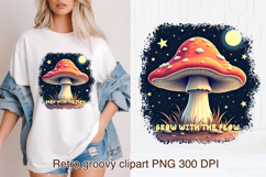 Cute Psychedelic Mushroom Clipart | Groovy Mushroom PNG Product Image 1