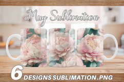 3D Peony Flowers Mug Wrap | Sublimation Coffee Product Image 1