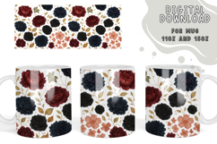 gothic flower sublimation elegant dark floral mug Product Image 1