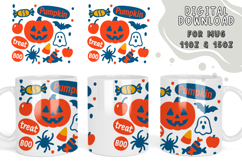Kawaii halloween mug wrap, cute cartoon pumpkin ghost candy Product Image 2