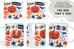 Kawaii halloween mug wrap, cute cartoon pumpkin ghost candy Product Image 2