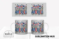 Floral America 4th of July Mug Design - sublimation mug Product Image 1