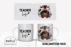 Dark skin Messy Bun Teacher Life Mug Design Product Image 1