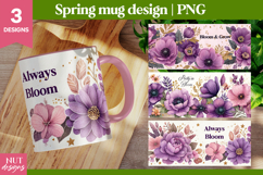 Purple Floral Bloom Spring Mug wrap, Inspirational quotes Product Image 1