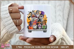 Watercolor Halloween Gnome Truck Clipart PNG Sublimation Product Image 3