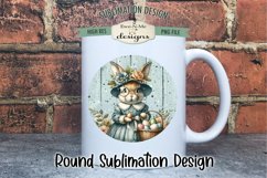 Easter Bunny Lady in Glasses Sublimation Design | Round PNG Product Image 4