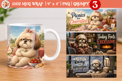 Funny grumpy dog 15oz mug wrap | 15oz mug sublimation Product Image 1