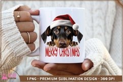 Merry Christmas Doberman png, Christmas Peeking Doberman Product Image 3