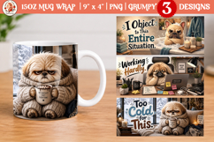 Funny grumpy dog 15oz mug wrap bundle| 15oz mug sublimation Product Image 4
