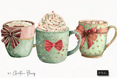 Brush Stroke Christmas Hot Cocoa Clipart | Preppy Christmas Product Image 1