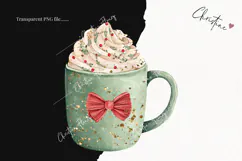 Brush Stroke Christmas Hot Cocoa Clipart | Preppy Christmas Product Image 2