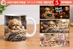 Funny grumpy dog 15oz mug wrap | 15oz mug sublimation Product Image 1