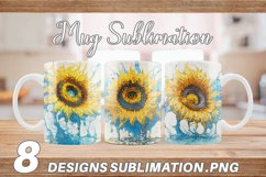 Sunflower Splash Water Mug Wrap| Mug sublimation design Product Image 1