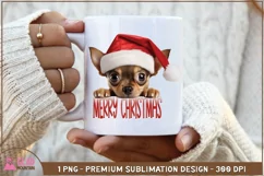 Merry Christmas Chihuahua png, Christmas Peeking Chihuahua Product Image 3