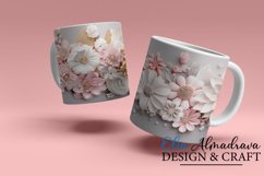 3 beautiful wrap designs for sublimation on 11Oz, 12Oz and 15Oz cricut press template MUGS with 3D pastel pink Flowers and pearls for birthday, wedding, gift.