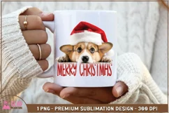 Merry Christmas Corgi png, Christmas Peeking Corgi png Product Image 2