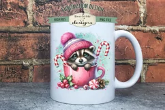 Raccoons in Mugs Sublimation Designs | Christmas PNG Product Image 3