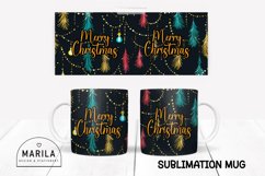 Merry Christmas Mug Sublimation Design | Coffee Mug Wrap 6 Product Image 1