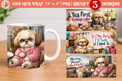 Funny grumpy dog 15oz mug wrap | 15oz mug sublimation Product Image 1