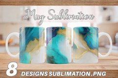 Watercolor Luxury Teal Agate Mug Wrap| Mug sublimation desig Product Image 1