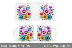 Flowers Mug Sublimation. Wildflowers Mug Design Product Image 1