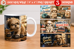 Funny grumpy dog 15oz mug wrap bundle| 15oz mug sublimation Product Image 8